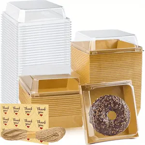 A Set of 100/50 Pack Small Charcuterie Boxes with Clear Lids,5 inch Disposable Food Containers,Mini Dessert Boxes,Ideal for Sandwich,Cookie,Sushi,Cake Slice,Strawberries,Kitchen,Tools & Hardware