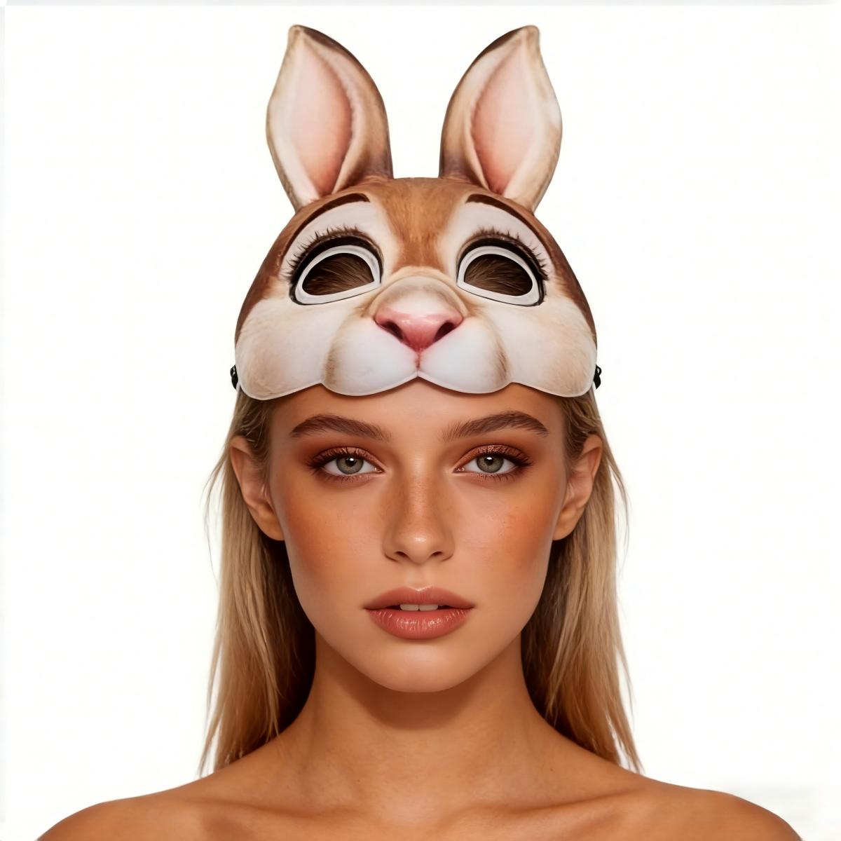 Cartoon & 3D Realistic Half Face Bunny Rabbit Mask, Cute Horror Black Animal Ear Mask, Easter Mardi Gras Halloween Cosplay Costume Accessory, Masquerade Party Decoration Prop for Adults & Kids, Carnival Birthday Game Prop Handmade black ovo confetti eggs