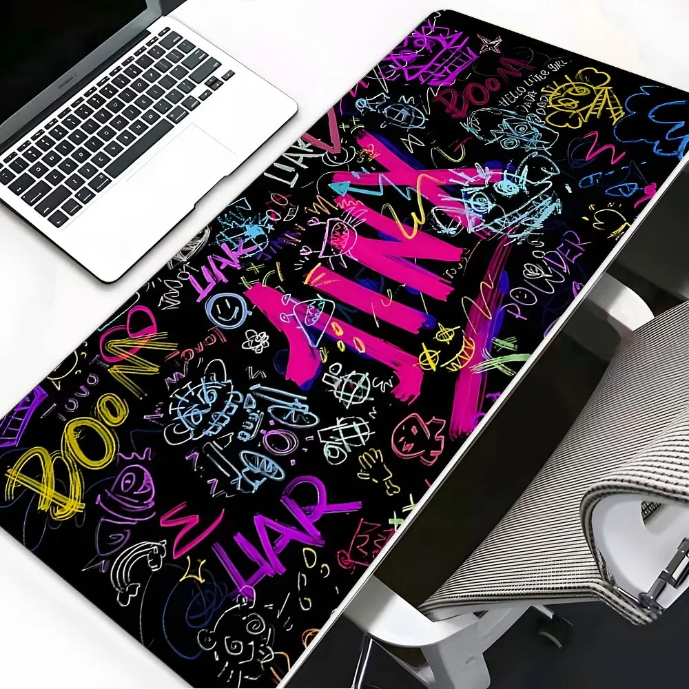 Graffiti Funny Extended Gaming Desk Mat, Funny Graffiti Desktop Decoration Computer Mouse Pad, Non Slip Mousepad, Non-Slip Lock Edge Multi-Sized, Suitable For Laptop Desktop Gaming Work Home, Ideal Gift For Family And Friends