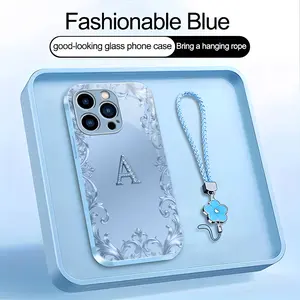 Suitable for [iPhone 15 Pro] Women's high-end phone case,Includes a complimentary four-leaf clover lanyard featuring a sleek, premium design; choose from any of the 26 letters!YM99