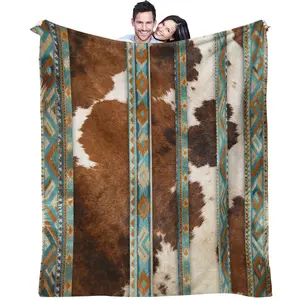 Tribal Faux Fur Cow Print Blanket, an Ultra-Soft, Cozy & Warm Home Decor Blanket, the Ideal Nap Blanket and a Perfect Gift for Family and Friends