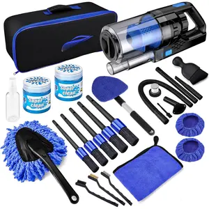 17 count  Detailing Kit Interior Cleaner,  Interior Cleaning Kit with Handheld  Vacuum,  Detailing Brushes, Windshield Cleaning Tool,  Cleaning Supplies,  Accessories for Men, Women