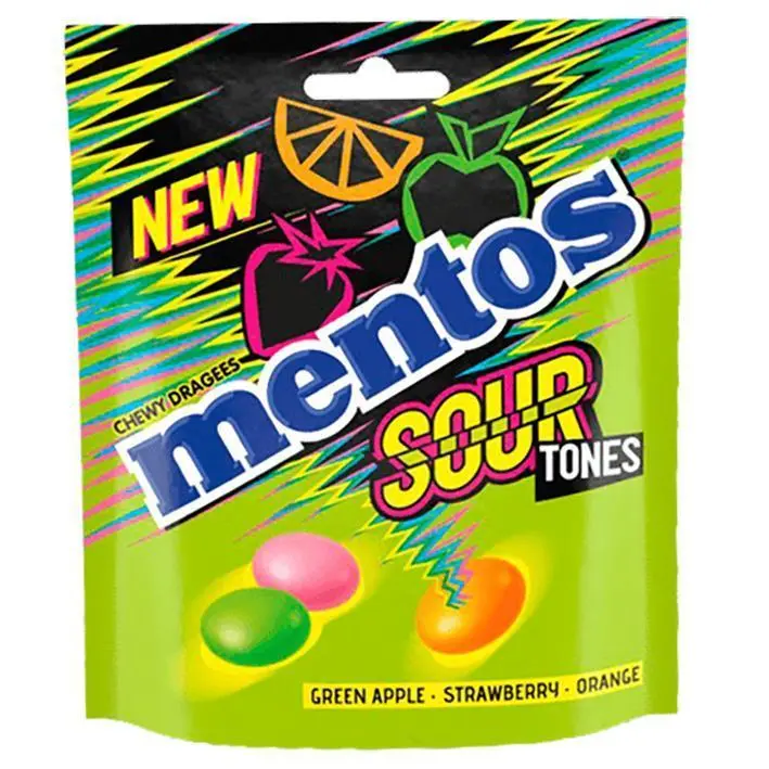 Mentos Netherlands Import Sour Tones Chewy Candy 140g 7ct