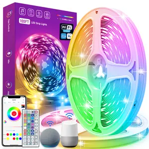 WiFi LED Strip Light Smart LED Strip Light Compatible with Alexa and Google Assistant RGB Music Sync Color-Changing LED Strip Light For Bedroom Decor