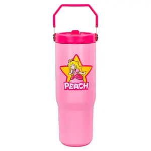 Super Mario Bros. Princess Peach 30-Ounce Flip Straw Stainless Steel Tumbler
