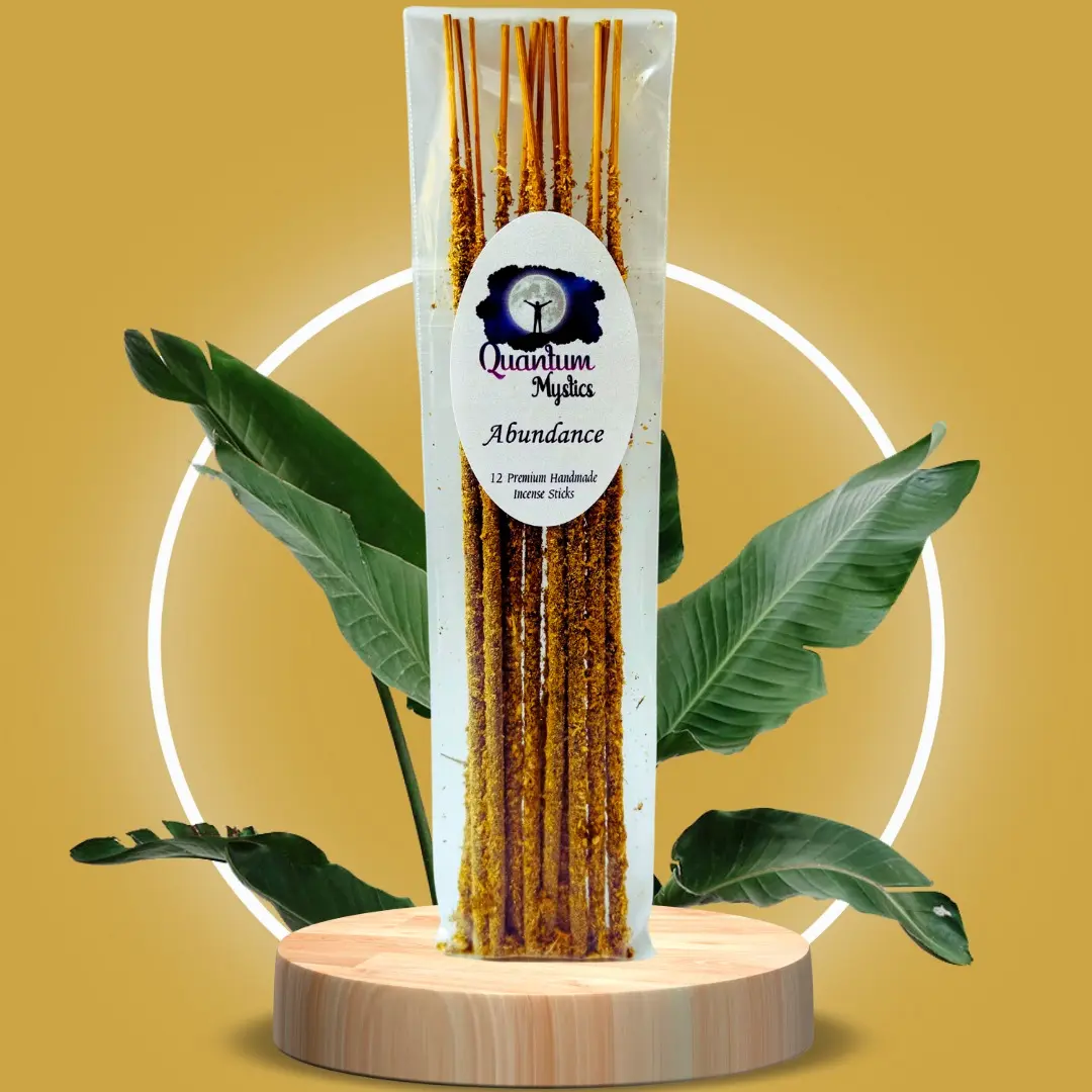 Abundance Handmade Artisanal Incense Sticks - Set of 12, USA Made, Non-Chemical - Floral Flower Fragrance Scent Bamboo Charcoal