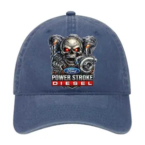 Ford Power Stroke Diesel Skull Vintage Washed Dad Hat, Turbo Engine Graphic Cap, Adjustable Cotton Baseball Hat, Truck Lover Gift, USA Diesel Style