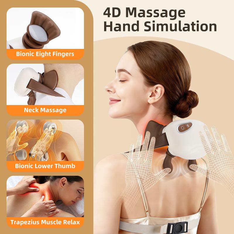 Cordless Neck Massager with Heat, Shiatsu Back and Shoulder Massager, Deep Tissue 4D Kneading Massage Pillow for Neck and Back Pain Relief Electric hand master automatic