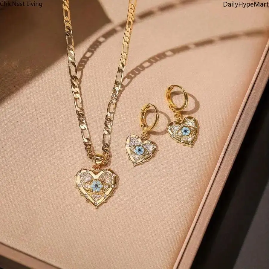 Women's 2PCS 14K Gold-Plated Evil Eye Necklaces - Luxury Retro Pendants (Fashion Accessories Set)