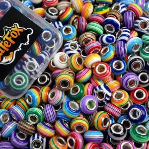 A box of resin rainbow large hole loose beads suitable for bracelet accessories DIY jewelry making, DIY bracelets, necklaces, bead pens, handicraft accessories