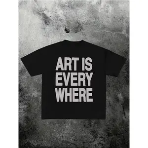 Men's 100% Cotton Graphic T-Shirt - "Art is Everywhere" Yellow Crew Neck Tee - Super Soft, Breathable, Lightweight & Moisture-Wicking Casual Summer Top - Trendy Casual Wear with Soft Knit Texture