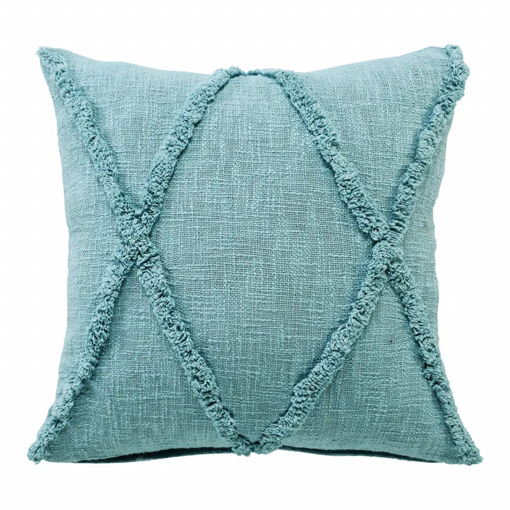 HomeRoots 517100 20x20 in. Geometric Zippered Square Cotton Throw Pillow, Blue-Themed 3d-textured All-Natural Standard Pillow, 3D-Textured Standard Pillows, All-Natural Standard Pillows