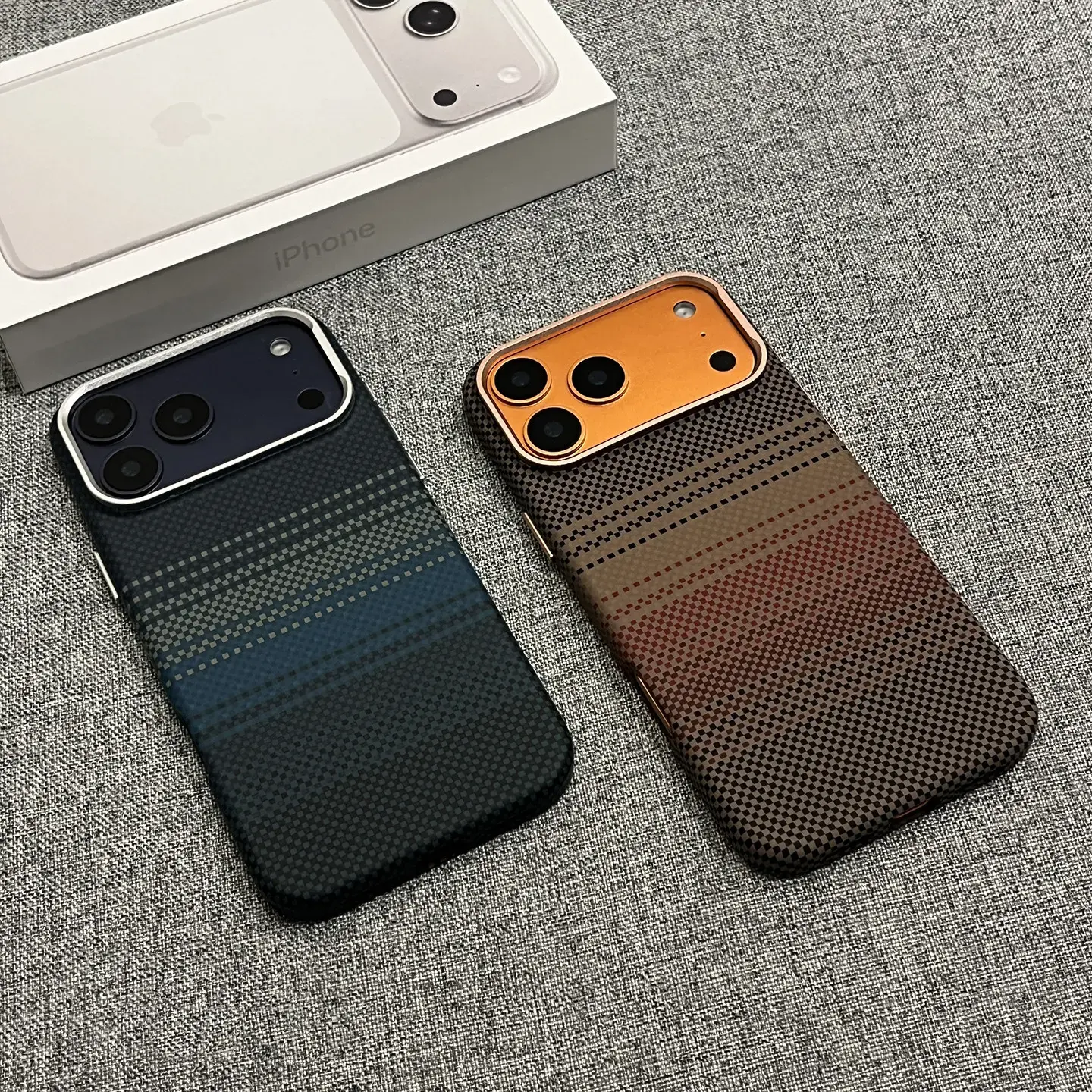 Magnetic Carbon Fiber Smartphone Case with Built-in Stand - Premium Striped Hard Protective Cover, Shockproof Slim Handheld Cellphone Case for iPhone 17 17e 16 16e 15 14 13 12 Pro Max Plus Air (Wireless-Friendly Protection), Casing