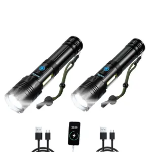 GigToolStore - Ultra Powerful Dual Core LED Flashlight - 90000 Lumens, USB Rechargeable, XHP70, Waterproof, Includes 5000mAh Battery, Ideal for Outdoors, Camping and Emergencies