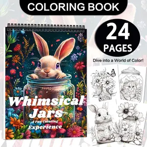 Water coloring books, Watercolor paint book, themed on the Magical Jar series, 24 pages with upgraded thick A4 paper, single-sided coloring, YO spiral binding, in a fantasy bestiary style, designed patterns, perfect for Christmas