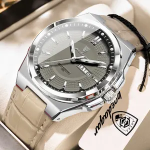 POEDAGAR High Quality Fashion Man Wristwatch Waterproof Luminous Date Week Business Quartz Men's Watches Leather Men Watch Reloj de hombre