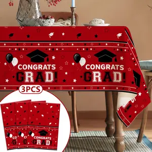 Congrats Grad Graduation Tablecloth Set, 3-Piece & Plastic Cover, Graduation Decorations, Graduation Party Decor, Ideal for 2026 High School College Celebration