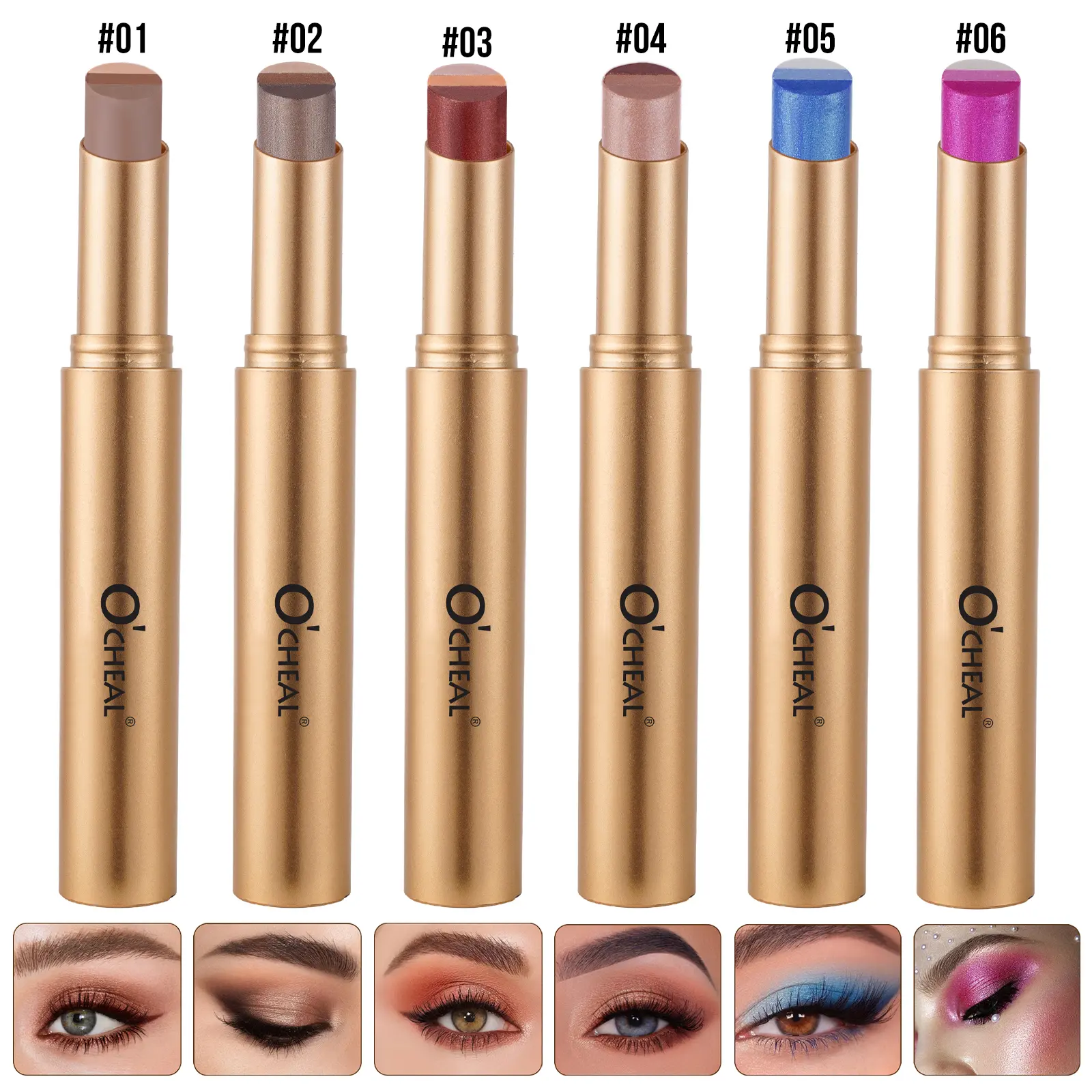 6PCS Eyeshadow Stick Bundle, 3-in-1 Easy Glitter Stick Set for Beginners, Longlasting Smudge-Proof Creamy Shimmer, Travel-Friendly Warm & Neutral Shades Daily Makeup Flawless Smooth Silky Cosmetic glitter stick