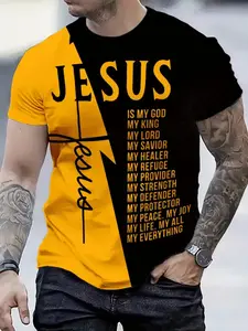 Men's Digital Print Short Sleeve T-Shirt, 3D Print, Casual Loose Fit, Comfortable for Daily Commute, Sports, Streetwear, Summer Essential