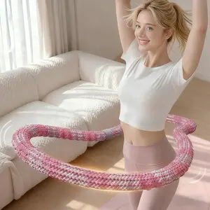 FURICA Soft Spring Hula Circles Weighted Hula Hoops for Women 3lb Foldable Fitness Hoop Silent Fabric Noise-Canceling Portable Exercise for Beginners Adults Kids Home Travel Gym