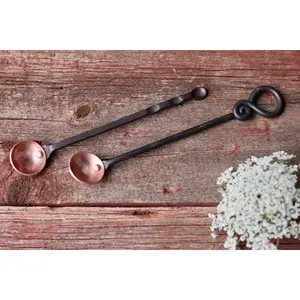 Copper and Steel Half Teaspoon (1/2 Tsp) Coffee Handles