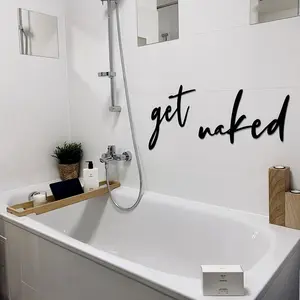 Metal Sign Get Naked  Wall Letters Modern Bathroom Quotes Wall Decor, Metal Wall Art For Bathroom, Farmhouse Cursive Letter Wall Sign Wedding, Anniversary and Bridal Shower Gifts Unique Housewarming Gif Hanging Ornaments