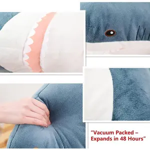 39.3-Inch Shark Plush Toy Giant Shark Stuffed Animal Soft Shark Pillow Cushion Chubby Stuffed Shark Bedtime Gift Throw Pillow for Home Room Décor Kids