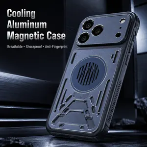 Cooling Aluminum Magnetic Case for iPhone 17 Pro Max, Hollow Breathable Shockproof Protective Cover for Smartphone, Cellphone, Handheld Devices & Mobile Accessories