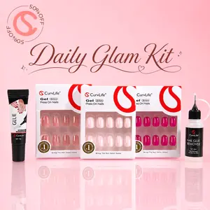 CurvLife Luxe Nail Wardrobe Bundle | 50% OFF | Choose Curated Press-On Nail Sets in Almond, Oval, Short Square & Squoval Shapes with Glue, Remover & Adhesive Tabs, Reusable Salon-Ready Nails for Everyday Glam, Travel & Gifting Moments & Selfcare