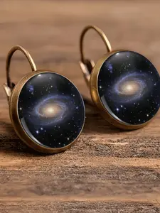 Bright Milky Way Galaxy Earrings, Spiral Starry Sky Cosmic Ear Buckles, Retro Romantic Space Wind Earrings