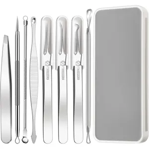 Stainless Steel Blackhead Remover Tools,Blackhead Tweezers,Pimple Popper Tool Kit,Ingrown Hair Removal Kit