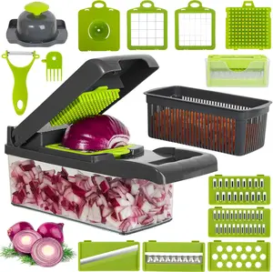 16 in 1 professional food Chopper multifunctional Tool Set Vegetable Chopper Food Chopper with Container, Cheese Slicer, Onion Chopper, kitchen gadget onion mincer chopper Multi-Functional Set Adjustable Vegetable Cutter vegetable chopper vegetable cutter
