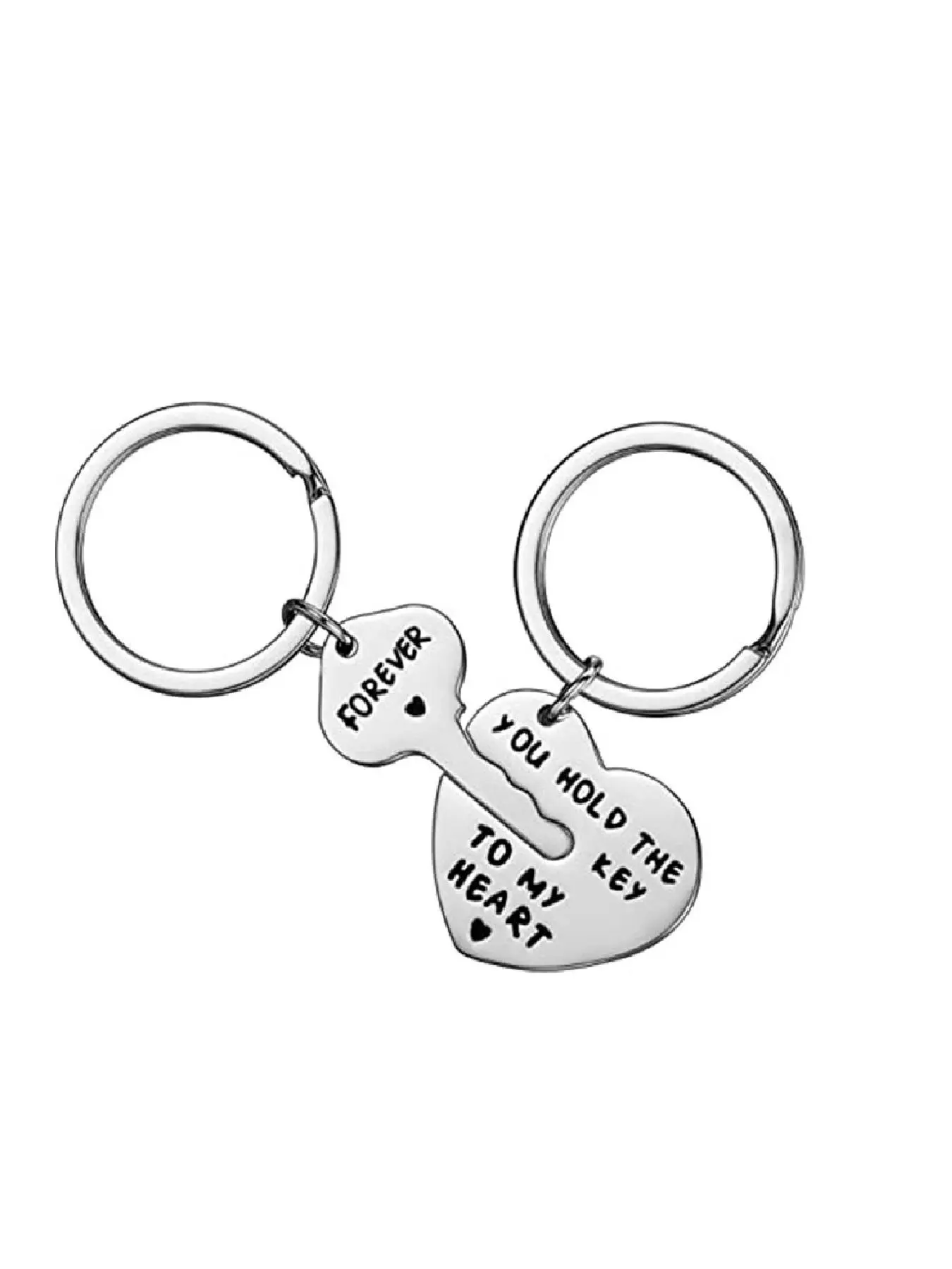 Heart Shaped Key Design Keychain, 2pcs/set Stainless Steel Keychain for Men & Women, Unisex Design, Aesthetic Keychain, Bag Charm, Symbolizing Connection, Creative Couple Gift, Anniversary Gift, Birthday Gift