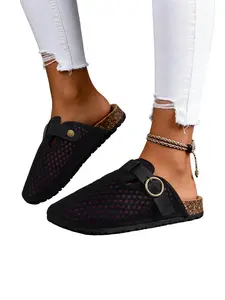 Unisex Breathable Mesh Mules, Adjustable Metal Buckle, Soft Durable Anti-Slip, Casual Outdoor Shoes, All-Season Daily Wear, Beach Vacation