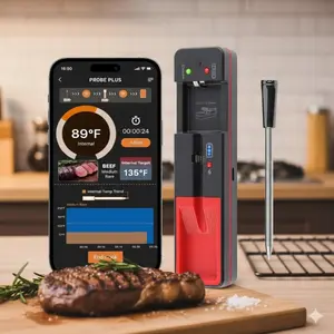 Smart Wireless Digital Meat Thermometer - Bluetooth Cooking Tool with 360ft Remote Monitor, Instant Read for iOS/Android, Dual System Sync, Accurate Control, Portable & Heat-Resistant for Grilling, Sous Vide, and More