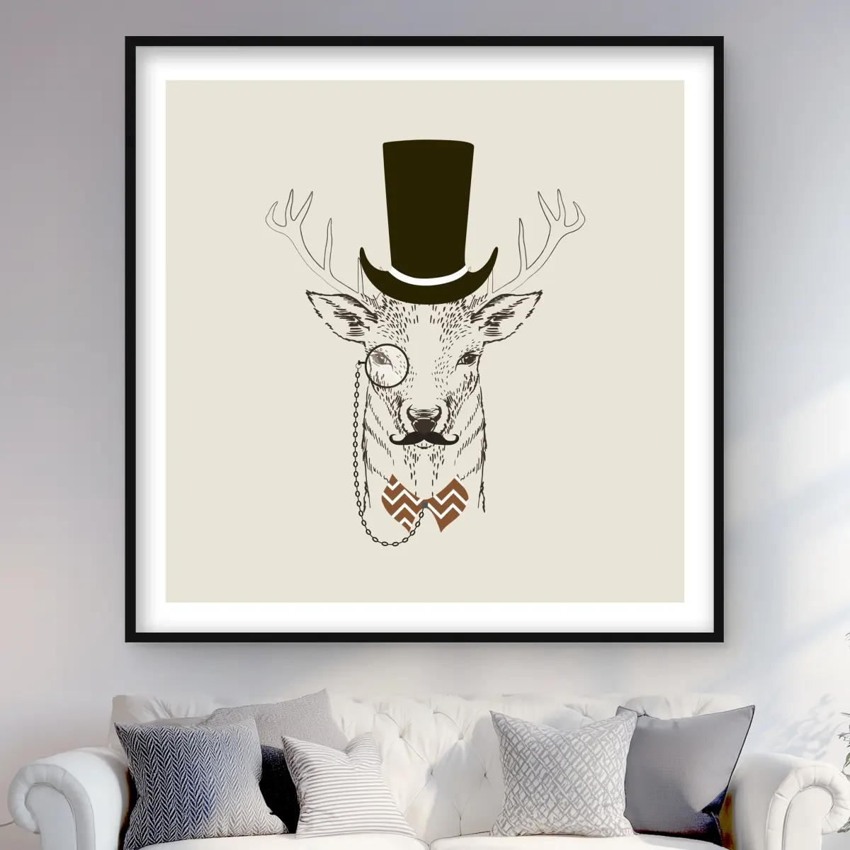 212 MAIN Aristocrat Roe Deer Framed Matted Wood Print Wall Art, 48x48 in. Nature Art Photo - Modern Home Decor, Living Room Decoration, Home Supplies Posters & Prints