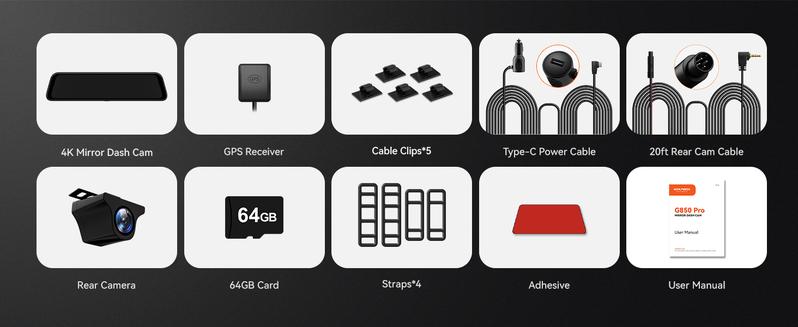 WOLFBOX G850 PRO 4K Mirror Dash Cam with ADAS and BSD, Smart Rear View Mirror with 5.8GHz WiFi, Voice Control, 12 inches Camera Includes 64GB Card, GPS, G-Sensor, Loop Recording Hd Driving Recorder Automotive Video Recorder TikTokShopHolidayHaul