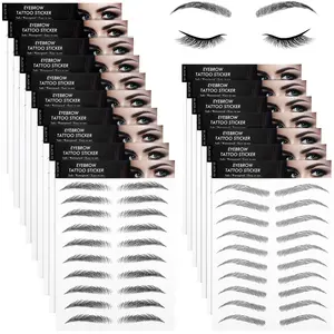 180 Pairs 4D Waterproof Eyebrow Tattoos – Temporary Arch Brow Stickers (18 Sheets, Black)