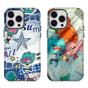 Fun The Amazing World of Gumball Phone Case Set Aesthetic Protective Cover Perfect Gift for Fans Her Him Compatible for iPhone 11 12 13 14 15 16 17 Pro Max Plus Air Mini CN Nostalgic Animation Core Ultimate Impact Resistance Case