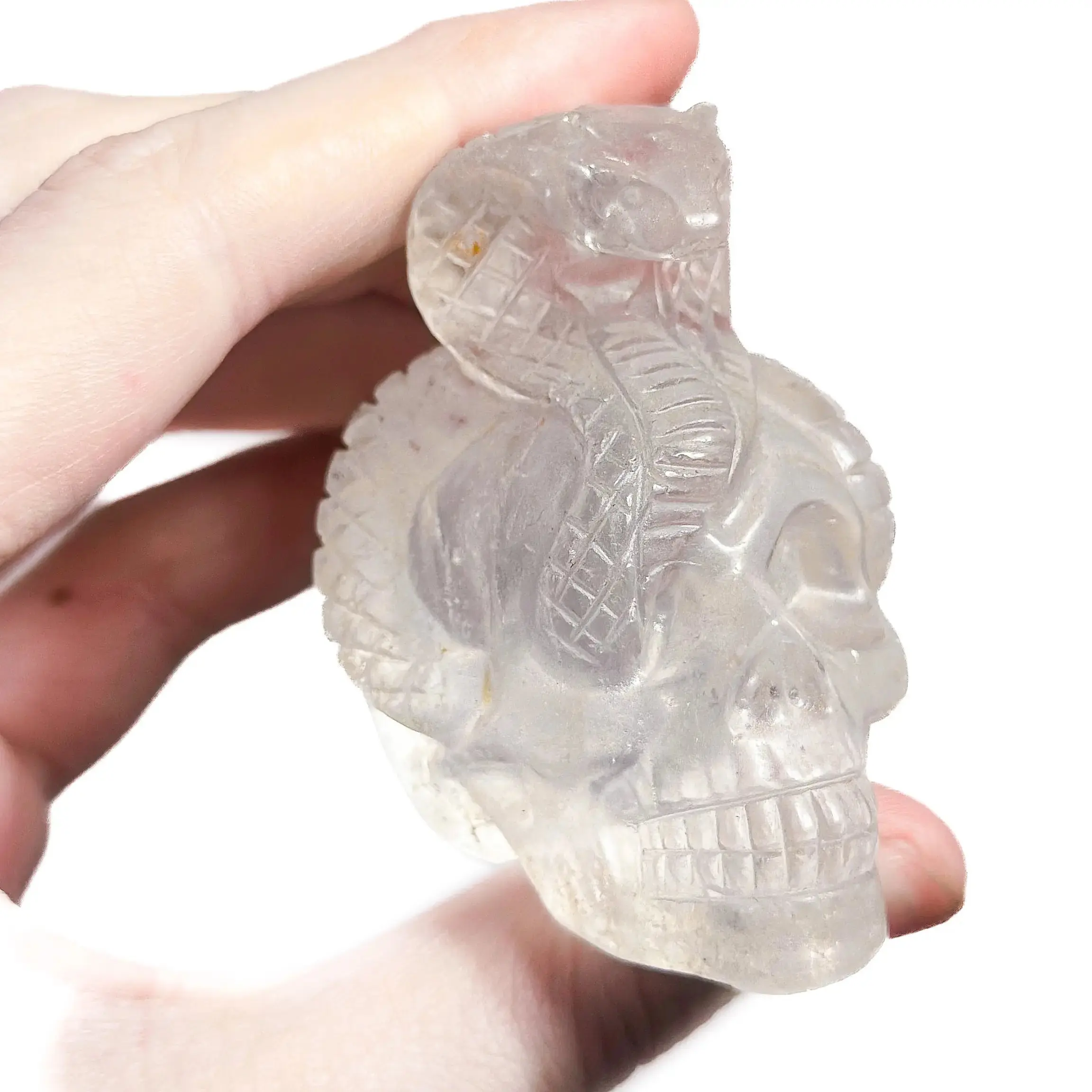 Spooky Crystal Carvings In Multiple Shapes & Materials - Choose Your Favorite Clear Skull Design Crystal Art Piece intuitive witchy store Halloween