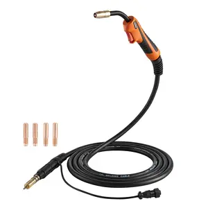 VEVOR 150A MIG Welding Gun with 15FT Cable, Replacement for Miller M-15/M-150 (249041) - with 5PCS Mig Welding Contact Tips