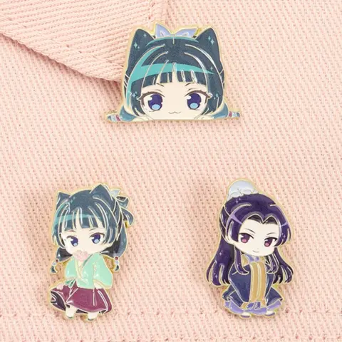 3 Piece Set The Apothecary Diaries Maomao Jinshi Ancient-Style Girl Handsome Boy Chibi Ancient Anime Cute Alloy Brooches Drop Set Collectible Pins Lapel Backpack Badge Fashion Jewelry Accessories Gifts for Friends