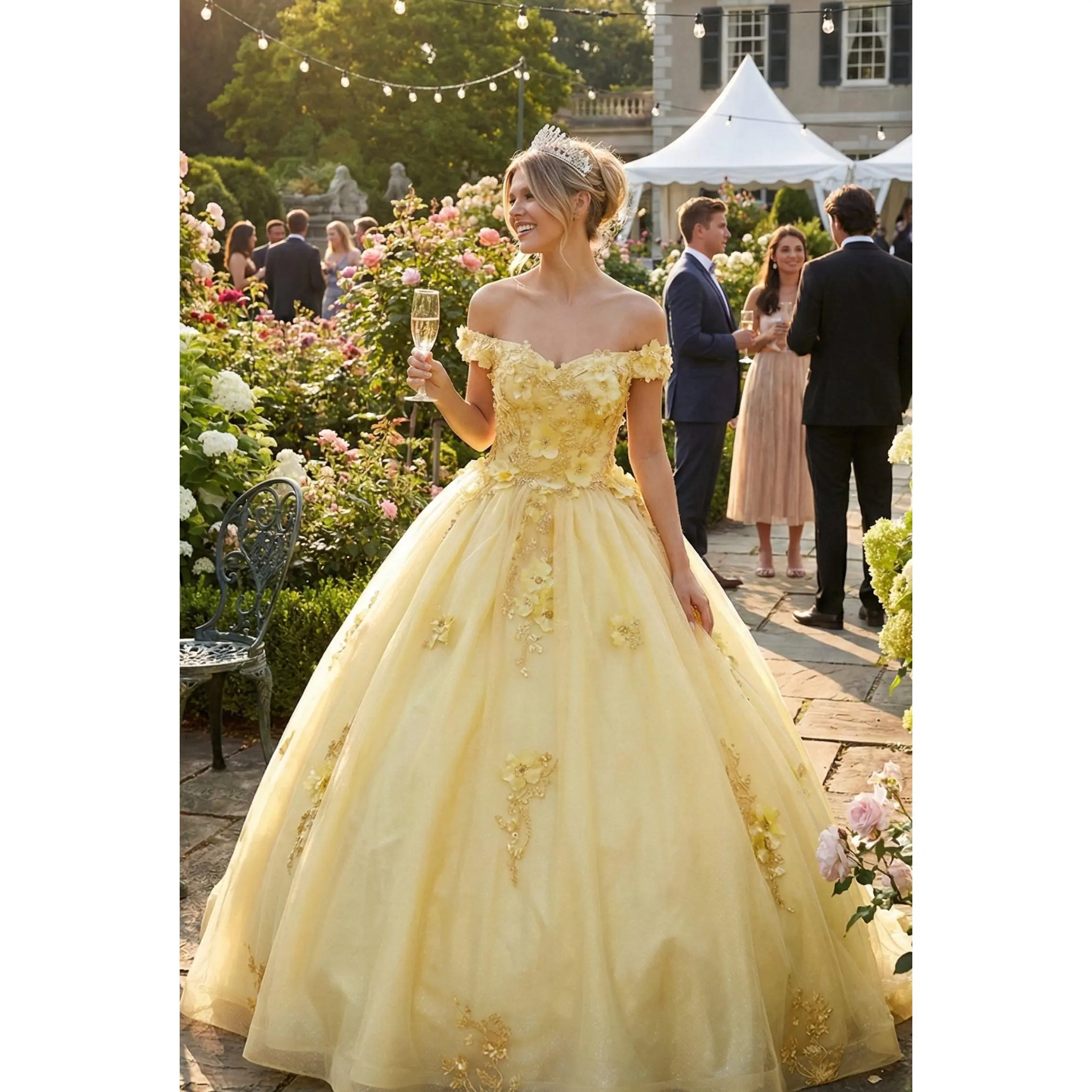 Plus Size Ball Gown in Yellow | Formal Quinceanera Dress - TikTok Shop