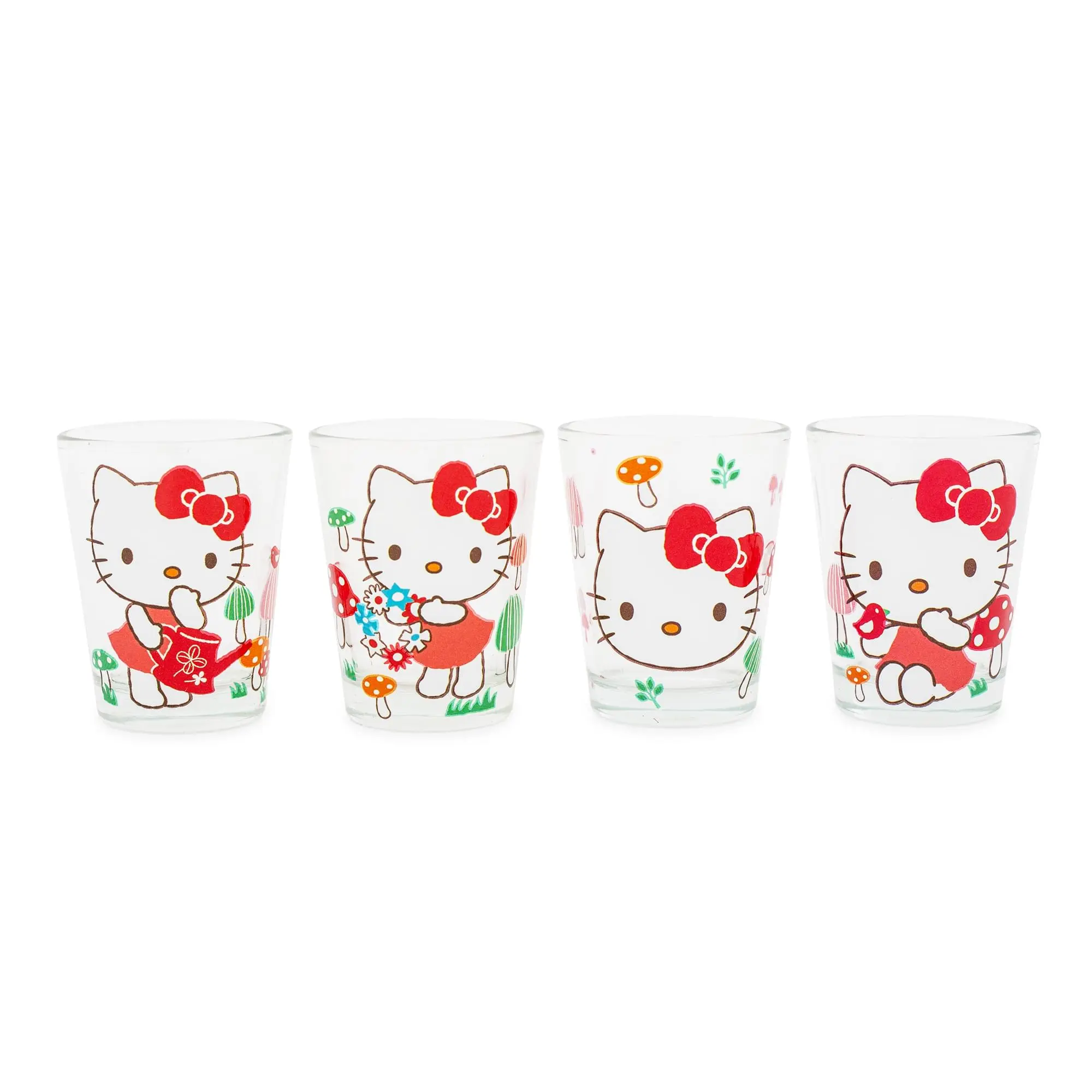 Sanrio Hello Kitty Mushrooms 2-Ounce Mini Shot Glasses | Set of 4 Sanrio Hello Kitty Mushrooms 2-Ounce Mini Shot Glasses | Set of 4