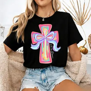 Brushstroke bunny easter shirt bundle, bunny coquette bow shirt , he is risen shirt , easter shirt , retro easter shirt , Girls easter shirt , preppy easter