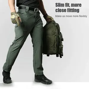 Kyn Apparel Military Tactical Pants Men Plus Size Splash-Proof Breathable Light Slim Fit Multi Pockets Elasticity Cargo Trousers