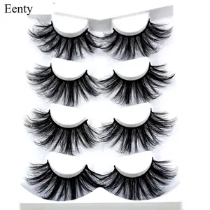 Eenty NEW 4 Pairs 3D Mink Hair False Eyelashes Criss-cross Wispy Cross Fluffy length 25mm Lashes Extension Handmade Eye Makeup Tools (MDR-4)