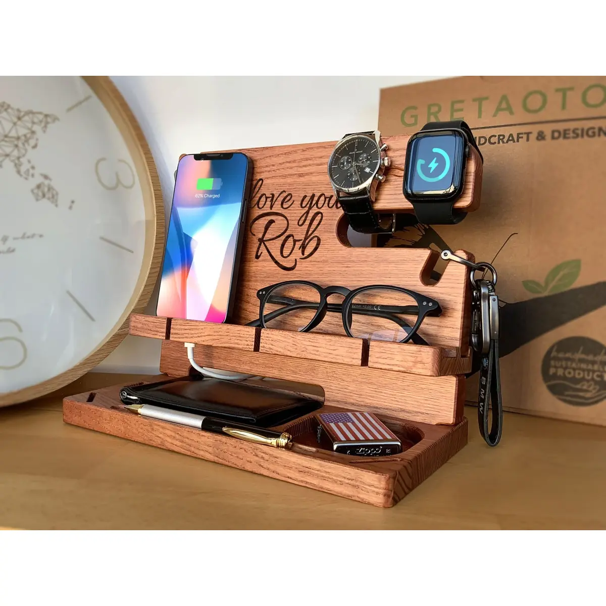 Personalized Desk Organizer,Best Present For Men,Birthday Gift For Him,Unique Christmas Gift,Valentines Present,Valentine Gift For Boyfriend