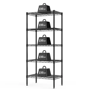 Adjustable Multi-Tiered Rectangular Rustproof Metal Wire Shelves – Durable Storage Shelving Unit, Heavy-Duty Standing Organizer (Above 25 kg Capacity) for Kitchen, Garage Storage Organization