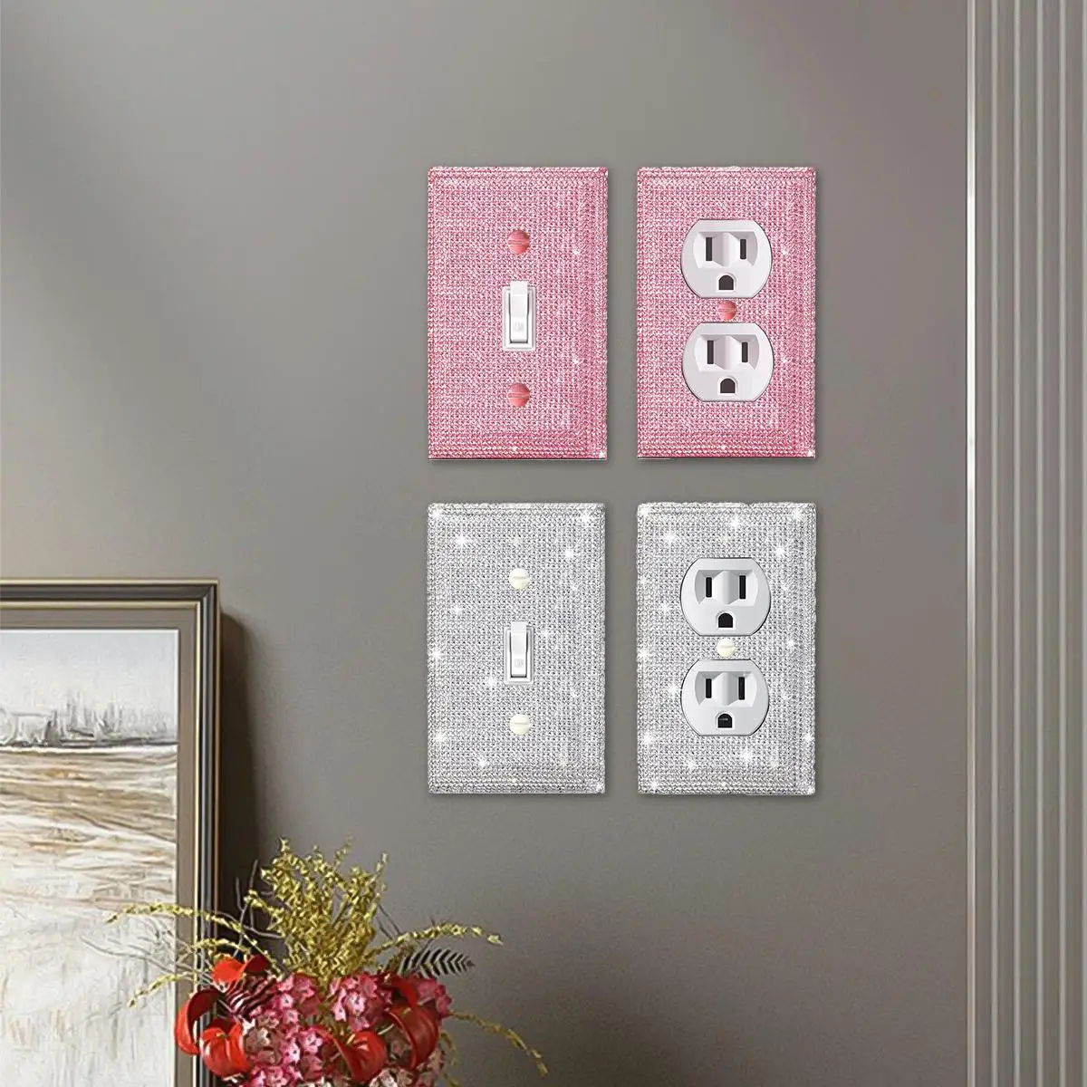 Acrylic Rhinestone Decor Wall Switch Cover, 1 Count Wall Switch Cover Plate, Decorative Switch Cover Plate for Home Living Room Bedroom